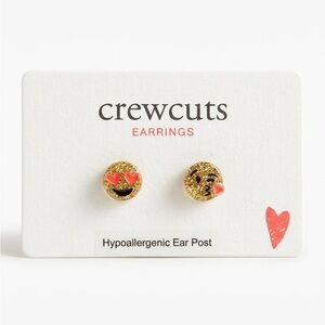 NWT J. Crew Crewcuts Gold Glitter Emoji Stud Earrings